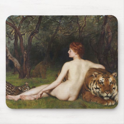 Circe (Woman and Big Wild Cats) (by John Collier) マウスパッド (正面)