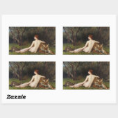 Circe (Woman With Wild Tiger) (by John Collier) 長方形シール (シート)