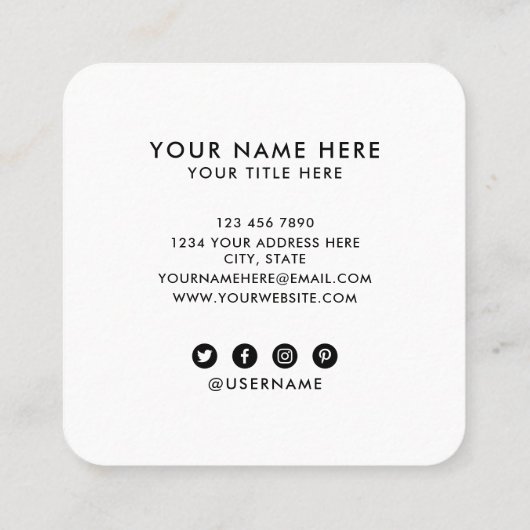 Circleプロフェッショナル白にロゴをカスタム追加 スクエア名刺 (裏面)