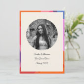 Circle写真カラフル縁どモダン卒業 案内状 (スタンド正面)