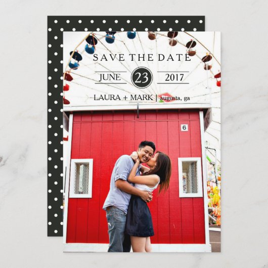 Circle写真モダン日付カードを保存 セーブザデート (正面/裏面)