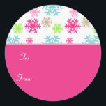 Circle Christmas Giftラベルステッカーラベル//ピンク ラウンドシール<br><div class="desc">Circle Christmas Giftラベルステッカーラベル//ピンク。Snowflakeグラフィックの提供： www.dreamlikemagicblog.com。</div>
