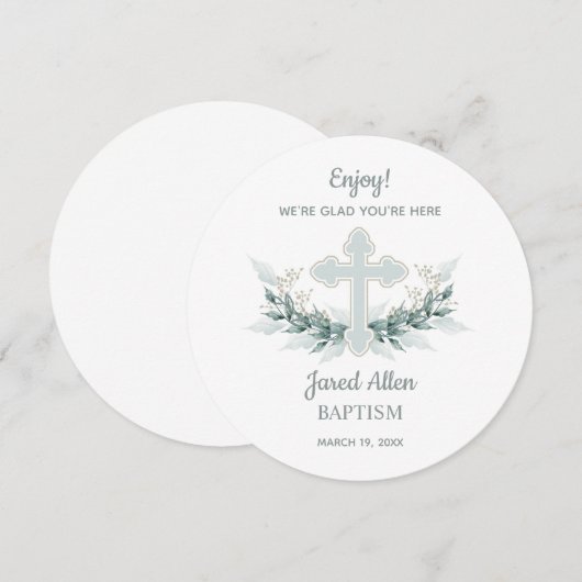  CIRCLE Dinner Plate Thank You Card Baptism 招待状 (正面/裏面)