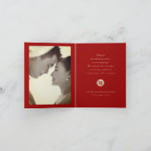 Circle Double Happiness金ゴールド中国の結婚の写真 サンキューカード (内部)