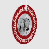 Circle Falalalalalaスクリプトはっきりしたフォトレッドクリスマス オーナメント (正面)