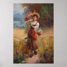 Circle Flower Girl by Hans Zatzka – ポスター