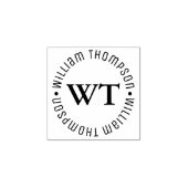 Circle Logo Monogram (名前とイニシャル) ラバースタンプ (インプリント)