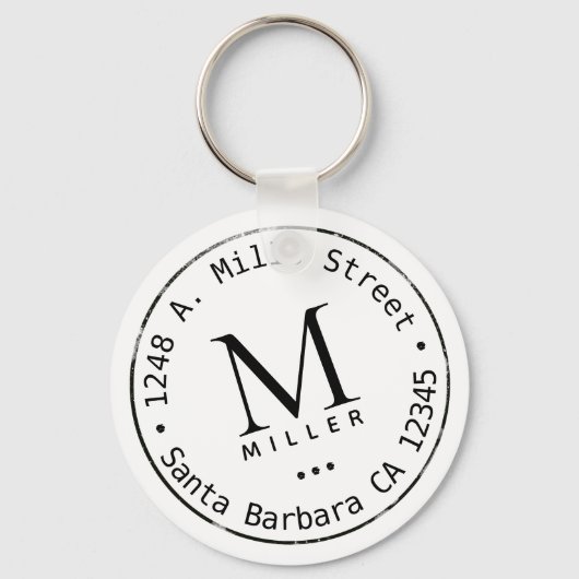 circle monogramイニシャル&ネームホワイト キーホルダー (正面)