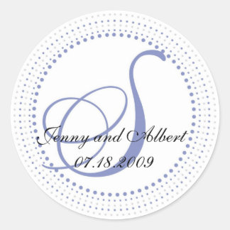 Circle Monogramステッカーin Periwinkle - S ラウンドシール