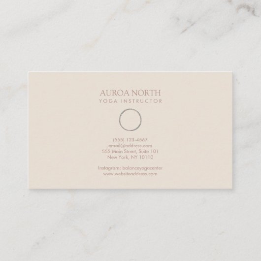 Circle of Life Symbolヨガインストラクターカスタマイズ 名刺 (裏面)