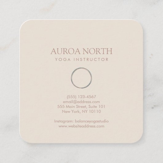 Circle of Life Symbolヨガ名前をカスタムする スクエア名刺 (裏面)