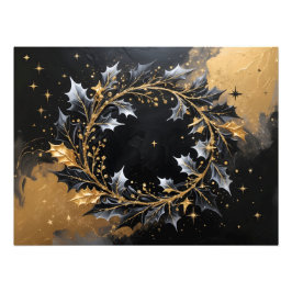 Circle of Light – Golden Winter Wreath Poster フォトプリント