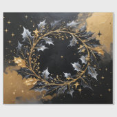 Circle of Light – Golden Wreath Holiday Gift Wrap ラッピングペーパー (フラット)