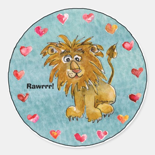 Circle of Lion Cartoonハートスタンプ ラウンドシール (正面)