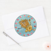 Circle of Lion Cartoonハートスタンプ ラウンドシール (封筒)