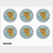 Circle of Lion Cartoonハートスタンプ ラウンドシール (シート)