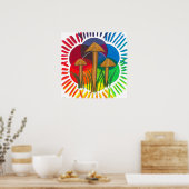 Circle of Mushrooms - Acrylic Painting ポスター (キッチン)