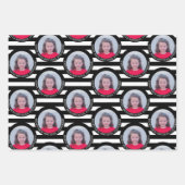 Circle Oneフォトハッピーバースデーグリーティング – ストライプ ラッピングペーパーシート (正面3)