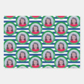 Circle Oneフォトハッピーバースデーグリーティング – ストライプ ラッピングペーパーシート (正面2)