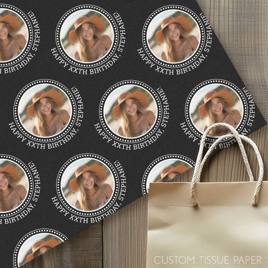 Circle Oneフォトハッピーバースデーグリーティング – 黒 薄葉紙