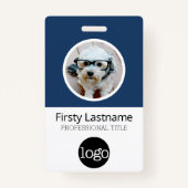 Circle Photoカスタム Employeeバーコード、ロゴ、名前 バッジ (正面)