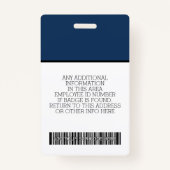 Circle Photoカスタム Employeeバーコード、ロゴ、名前 バッジ (裏面)