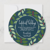 Circle Photo Back - Blue Green Botanical Happiest シーズンカード (正面)