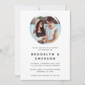 Circle Photo Minimalist QRコード結婚s 招待状 (正面)