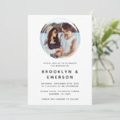 Circle Photo Minimalist QRコード結婚s 招待状 (スタンド正面)