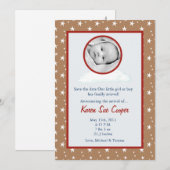 Circle PHOTO on a Cloud Birth Announcement 招待状 (正面/裏面)