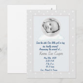 Circle PHOTO on a Cloud Birth Announcement 招待状 (正面/裏面)