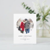 Circle Photo RedミニマリストMerry Christmas シーズンポストカード (スタンド正面)