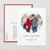 Circle Photo RedミニマリストMerry Christmas シーズンポストカード (正面/裏面)