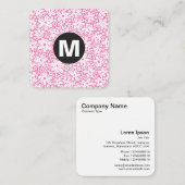 Circle Spot Monogram – 花 – ピンク#EF84B4 スクエア名刺 (正面/裏面)