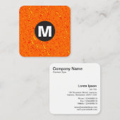 Circle Spot Monogram - Orangeテクスチャ スクエア名刺 (正面/裏面)