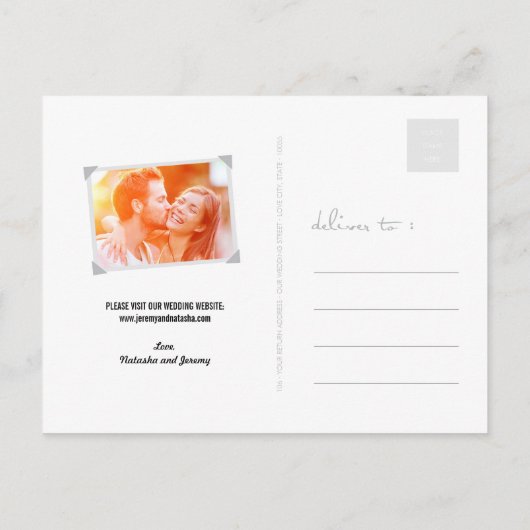 Circle Spotlightモダン切り出し日付の写真を保存 案内ポストカード (裏面)