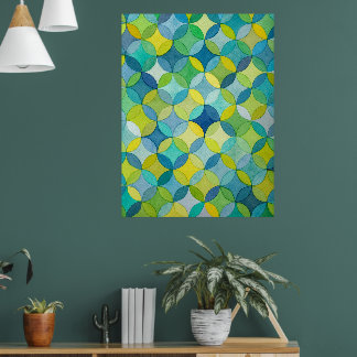 Circle Stars Hand Painted Artist Pattern Print ポスター