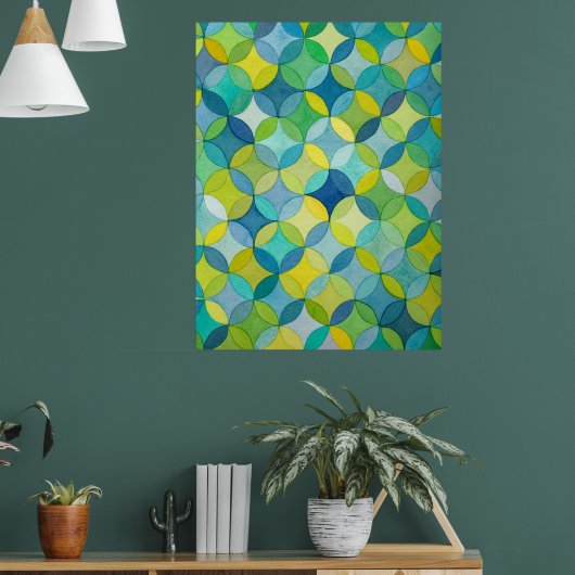 Circle Stars Hand Painted Artist Pattern Print ポスター (リビング1)