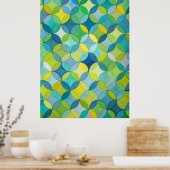 Circle Stars Hand Painted Artist Pattern Print ポスター (キッチン)