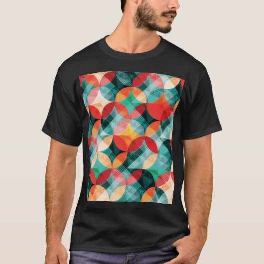 Circle Symphony:抽象芸術カラフルヴィンテージ Tシャツ (正面)