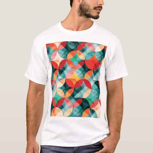 Circle Symphony:抽象芸術カラフルヴィンテージ Tシャツ (正面)