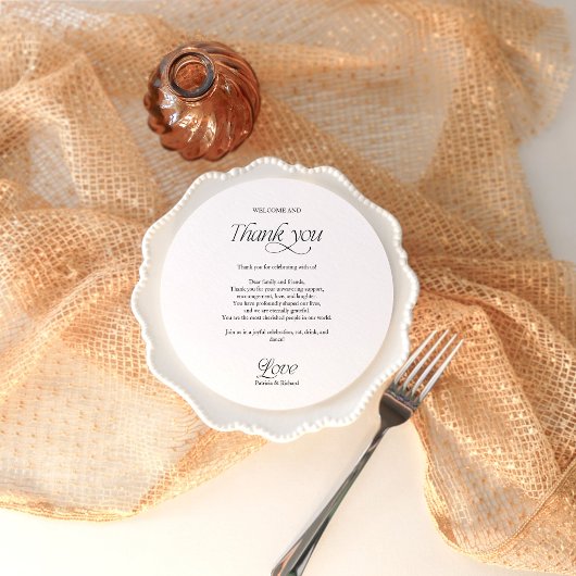 Circle Wedding Menu and Thank You Place Card 招待状