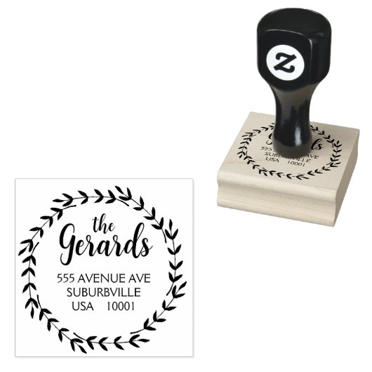 Circle Wreath Branches Custom Rubber Stamp ラバースタンプ (押印)