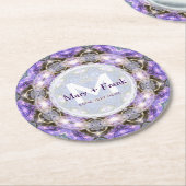 CircleofLight紫+ホワイトモノグラム紙コースター ラウンドペーパーコースター (アングル)