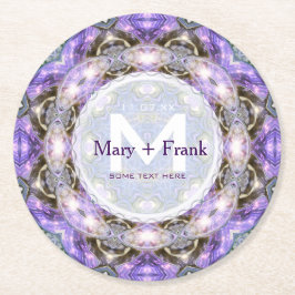 CircleofLight紫+ホワイトモノグラム紙コースター ラウンドペーパーコースター