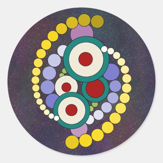 Circles Abstract Artwork ラウンドシール (正面)