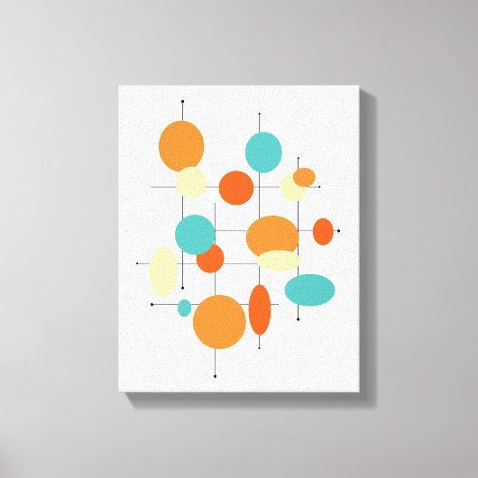 Circles Midcentury モダン 11インチx 14インチキャンバスプリント キャンバスプリント (正面)