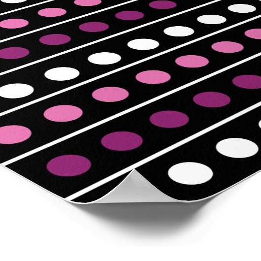 Circles Stripes White Pink Purple Black Background ポスター (角)