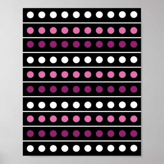 Circles Stripes White Pink Purple Black Background ポスター (正面)