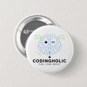 Circuit Board Brain Coder Pin Geek Tech Nerd 缶バッジ (正面&裏面)